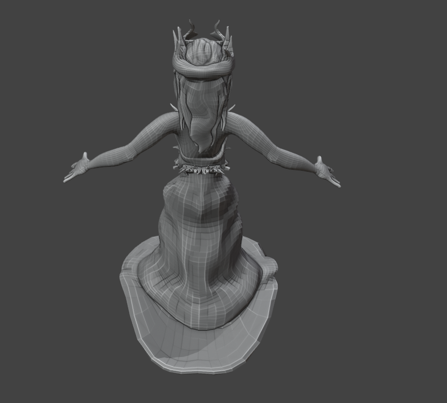Queen model back down view